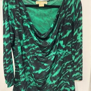Michael Kors Green Patterned Women's Top